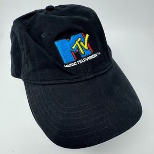 MTV Music Television Baseball Hat Black Embroidered Logo Strapback